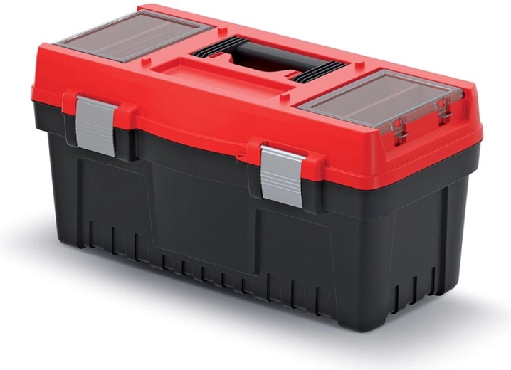 Værktøjskasse med metal­låse EVO 548 × 274 × 286 mm – rød