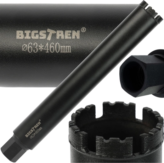 Diamant-kernebor Bigstren 63 × 450 mm 1 1/4 UNC til beton og sten