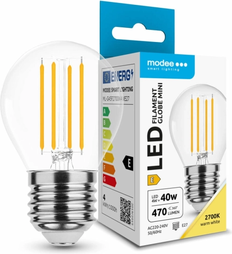 Modee LED-filamentpære Globe Mini G45 E27 4 W 430 lm varm hvid