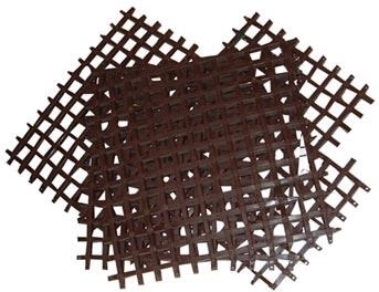 Sammensat plastmåtte 25 × 25 cm, brun (4 stk.)