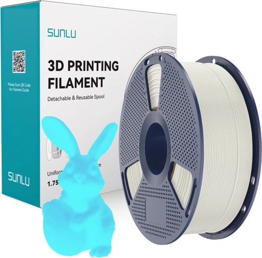 Sunlu PLA-filament, selvlysende i mørke, hvid-blå