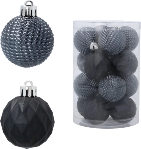 Sæt med 16 elegante julekuge 4 cm antracit – Kamai Christmas Decoration