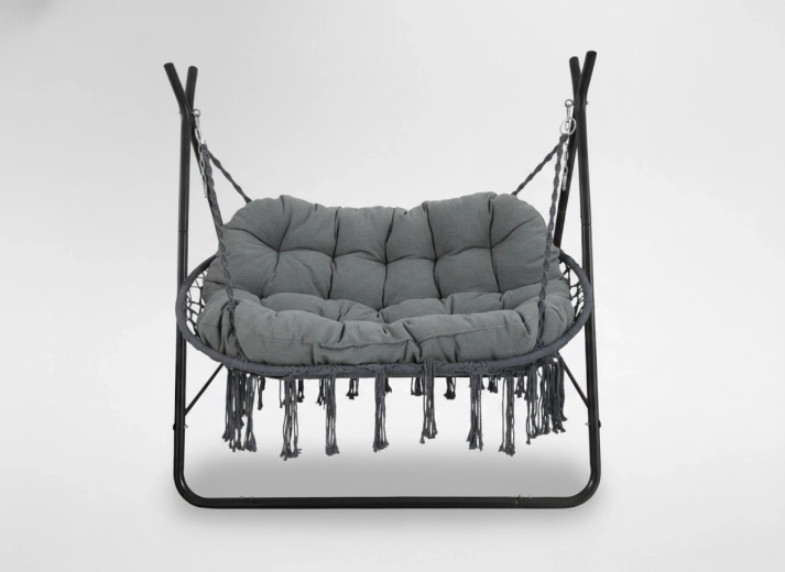 Hængende hængestol til to personer Poly – antracitfarvet stel og pude