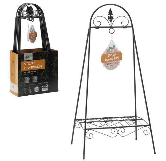 Sort metalplanteholder 49 × 40 × 99 cm