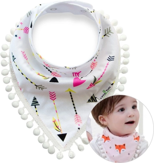 Børnetørklæde med pomponer - Amors pil