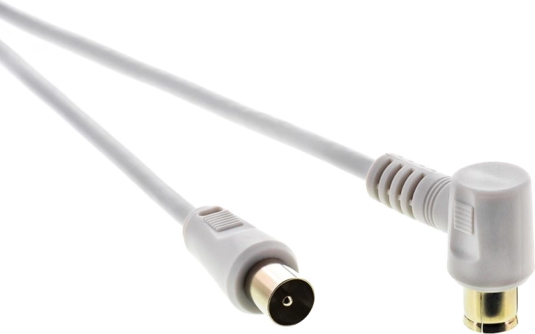 SENCOR antennekoaksialkabel stik–bøsning 90° 7,5 m hvid