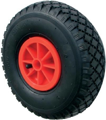 Hjul til sækkevogn 260 mm oppusteligt med plastfælg, nav 20 mm
