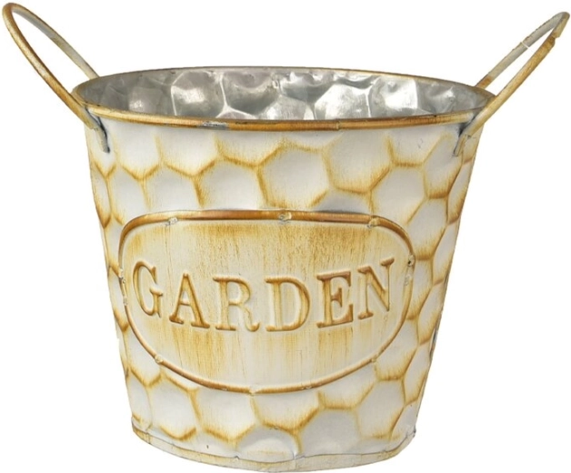 Blomsterpotte i metal Garden beige firkantet 12 × 12 × 13 cm