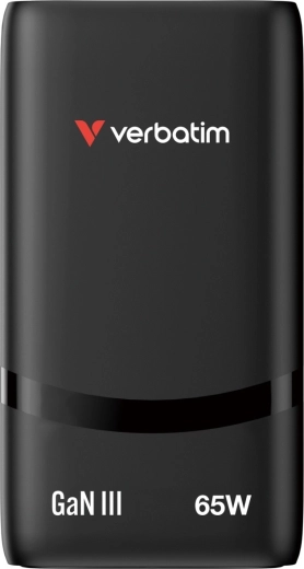 Verbatim Fold 'n' Go GaN-oplader 65 W, 2× USB‑C (PD 3.0, PPS), sort