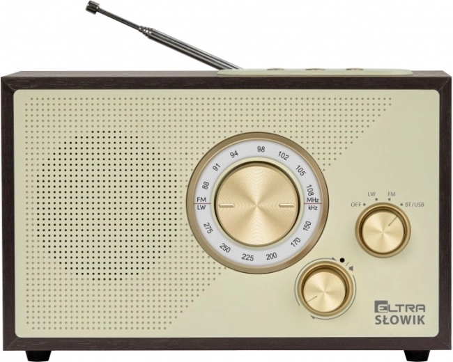 bordradio OR Słowik med USB, Bluetooth og FM/LW – mørkebrunt træ