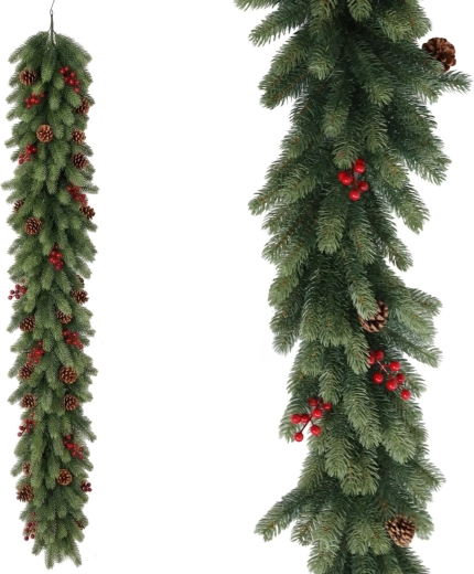 Juleguirlande med tranebær og kogler 200 cm