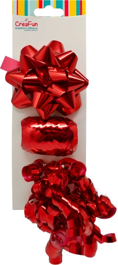 Gavesæt i metallisk rød – sløjfer og bånd