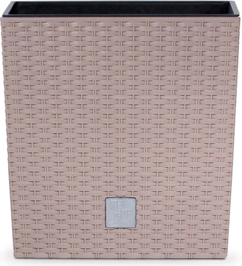 Plastikblomsterpotte Rato Low med indsats, mocca, 22,8 cm