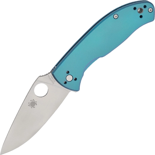 Lommekniv Spyderco Tenacious Blue, titaniumhåndtag, satineret klinge 8,5 cm