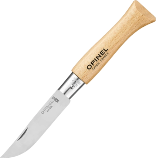 Opinel N°05 Inox folde-lommekniv med bøgetræshåndtag