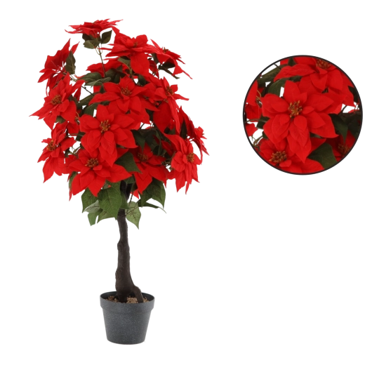 Kunstigt juletræ med rød julestjerne 100 cm