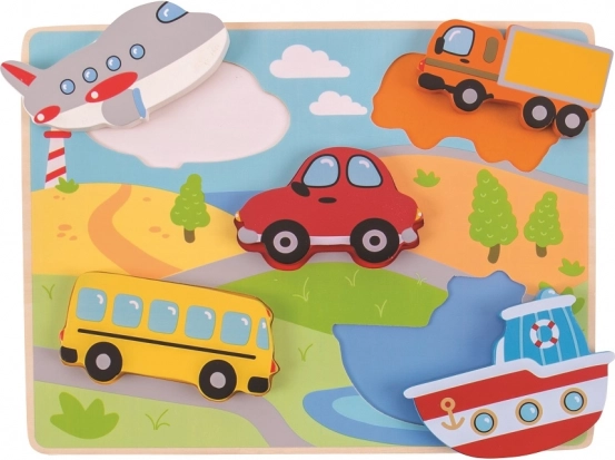 Træpuslespil med indsæt – køretøjer BIGJIGS TOYS