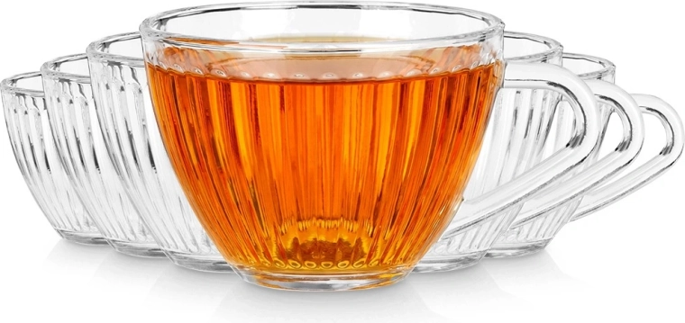 Vilde glas med hank 240 ml, 6 stk (riflet)