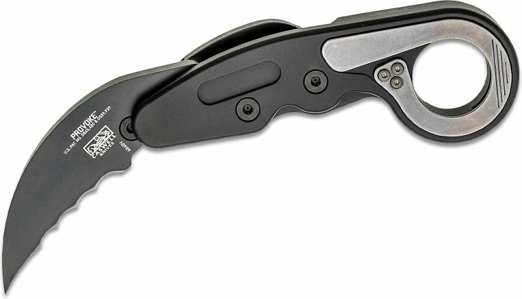 CRKT Provoke Veff Serrations foldekniv karambit 6 cm, sort, aluminium