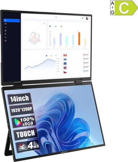 Bærbar dual touchskærm ZEUSLAP Z14W 2×14" WUXGA IPS