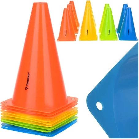 Træningskegler 10 stk TRIZAND 23 cm – farvede sportsmarkører