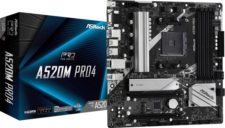 Bundkort ASROCK A520M PRO4 (AM4, microATX)