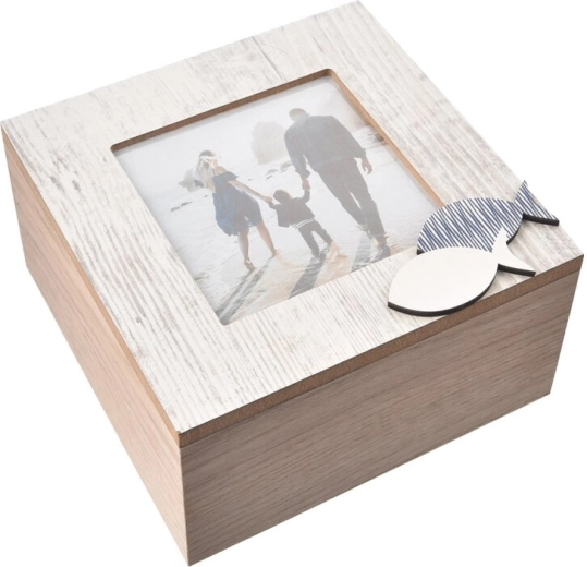 Træboks til fotos Beach 15 × 15 × 7,5 cm