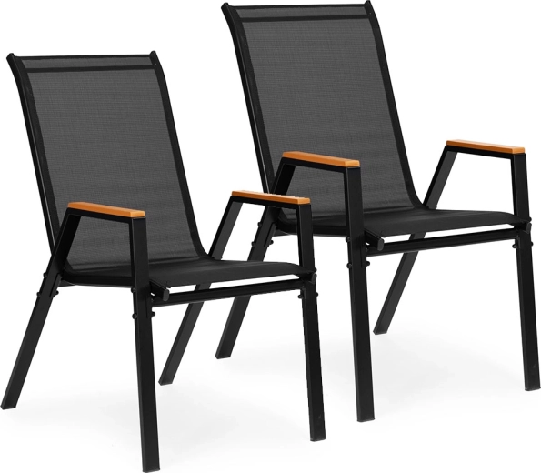 Sæt med 2 havestole til terrasse og altan, sorte, MultiGarden