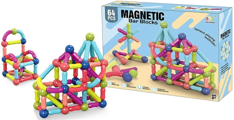Magnetiske 3D-byggeklodser – 64 dele