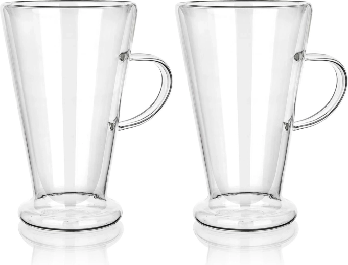 Dobbeltvæggede glaslattekrus 400 ml DOBLO, sæt med 2 stk.
