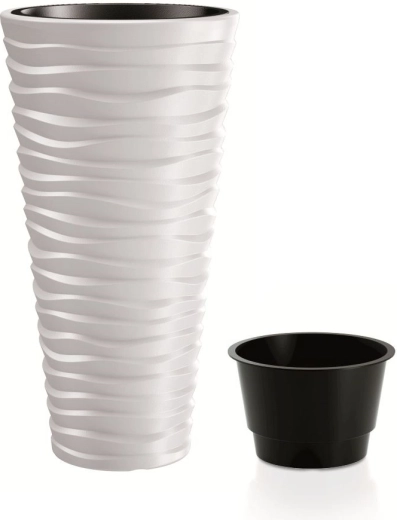 Plantekrukke Prosperplast Sand Slim hvid 75 cm med indsats