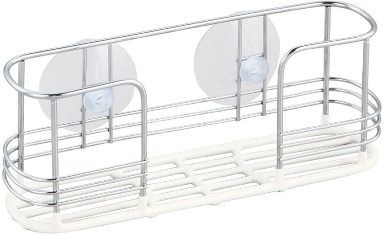 Holder til køkkenredskaber med sugekopper, krom og vinyl, 20 × 5 × 8 cm