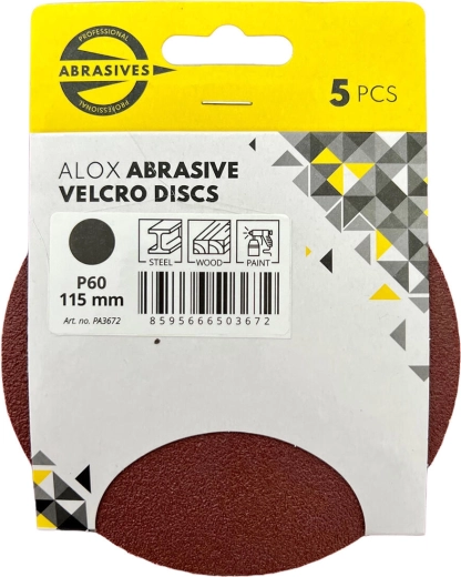 Slibeskiver 115 mm, korn 120, velcro (5 stk)