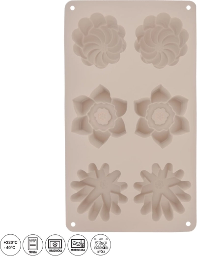 Silikoneform til desserter i blomsterform (6 motiver) - 1 stk.