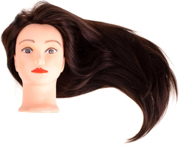 Frisør træningshoved med brunt hår