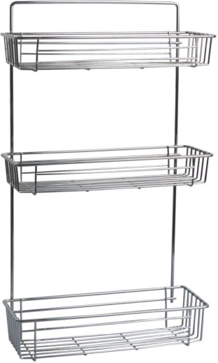 Trepudet badeværelseshylde 28 × 14,5 × 55 cm krom