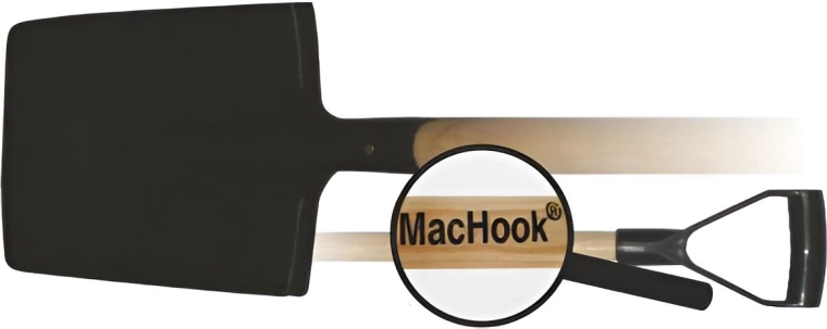 Firkantet spade med træskaft og Y‑håndtag MacHook