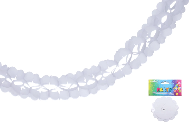 Hvid papirguirlande 3,6 m