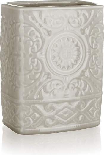 Keramisk tandbørstekrus grå‑beige