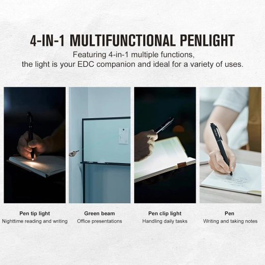 Olight O'Pen Glow 4-i-1 EDC-pen med LED-lys og grøn laser