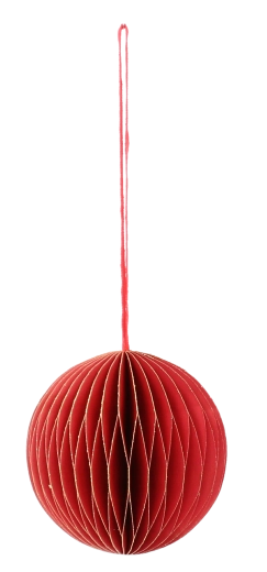 Sæt med røde papirjulepynt 7 cm (4 stk)