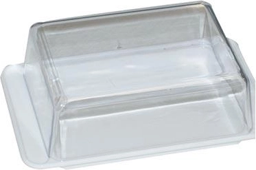 Rektangulær smørboks 15 × 10 cm med transparent låg