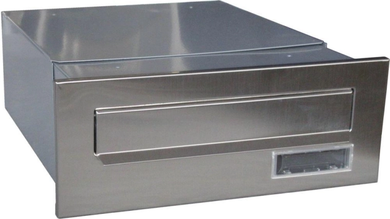 Indmuringspostkasse til søjle i rustfrit stål 320–540 × 250 × 110 mm