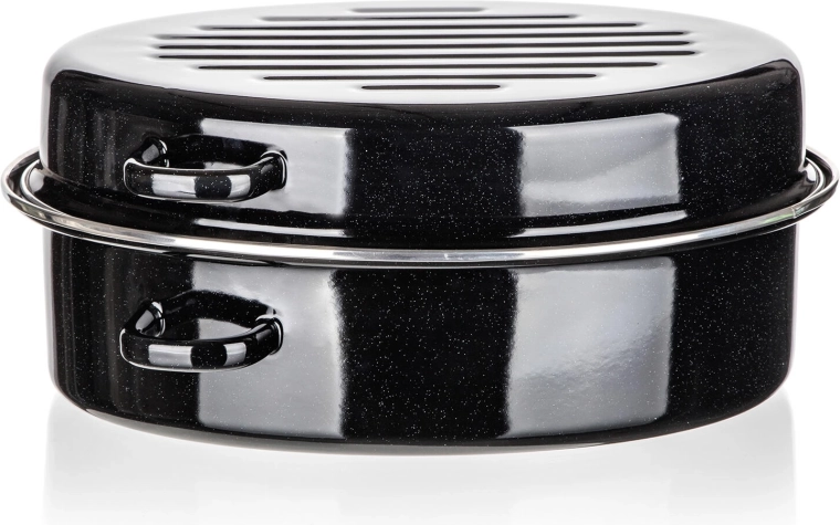 Emaljeret oval bradepande 38 × 23,5 × 17 cm 2-delt CULINARIA Black BANQUET