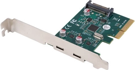 PCIe-kort med 2× USB-C 3.2 Gen 2x1 (10 Gb/s) – low profile