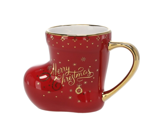 Porcelænskrus i jule-støvleform 230 ml