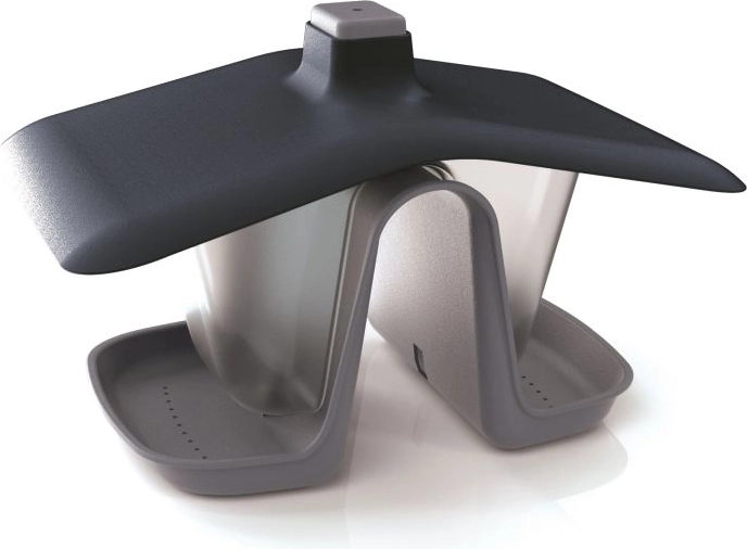 Hængende fuglefoderhus med dobbelt kammer BIRDYFEED Double – grå sten