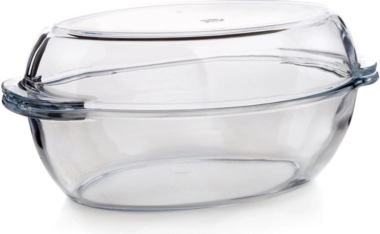 Oval glasbradepande med låg 4 l