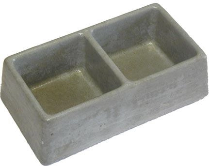 Dobbeltfoderskål til gnavere i beton 245 × 135 × 75 mm