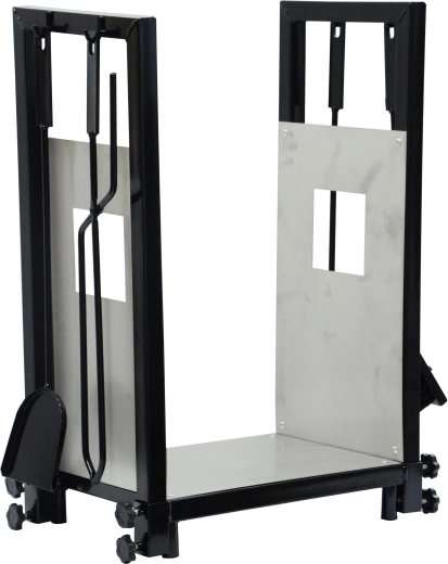 Ildkurv med værktøj, rustfrit stål og stål, sæt med 4 dele, højde 62 cm